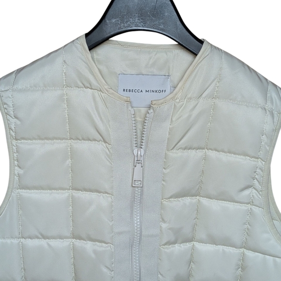 Rebecca Minkoff White Quilted Long Zip Front Vest Size XS - Picture 2 of 12